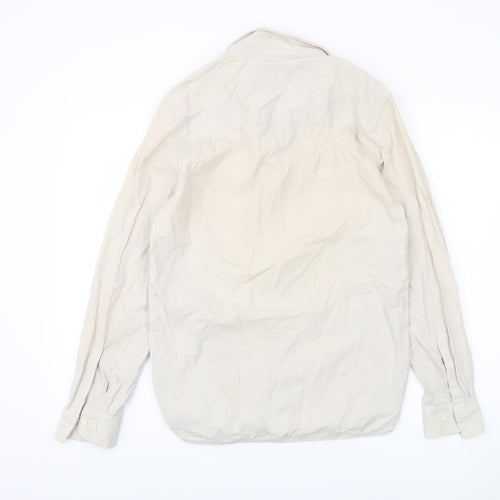 WeSC Men's Beige Long Sleeve Button-Up Shirt S