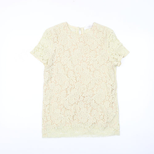 Victoria Beckham Beige Lace Blouse UK 10 Women's