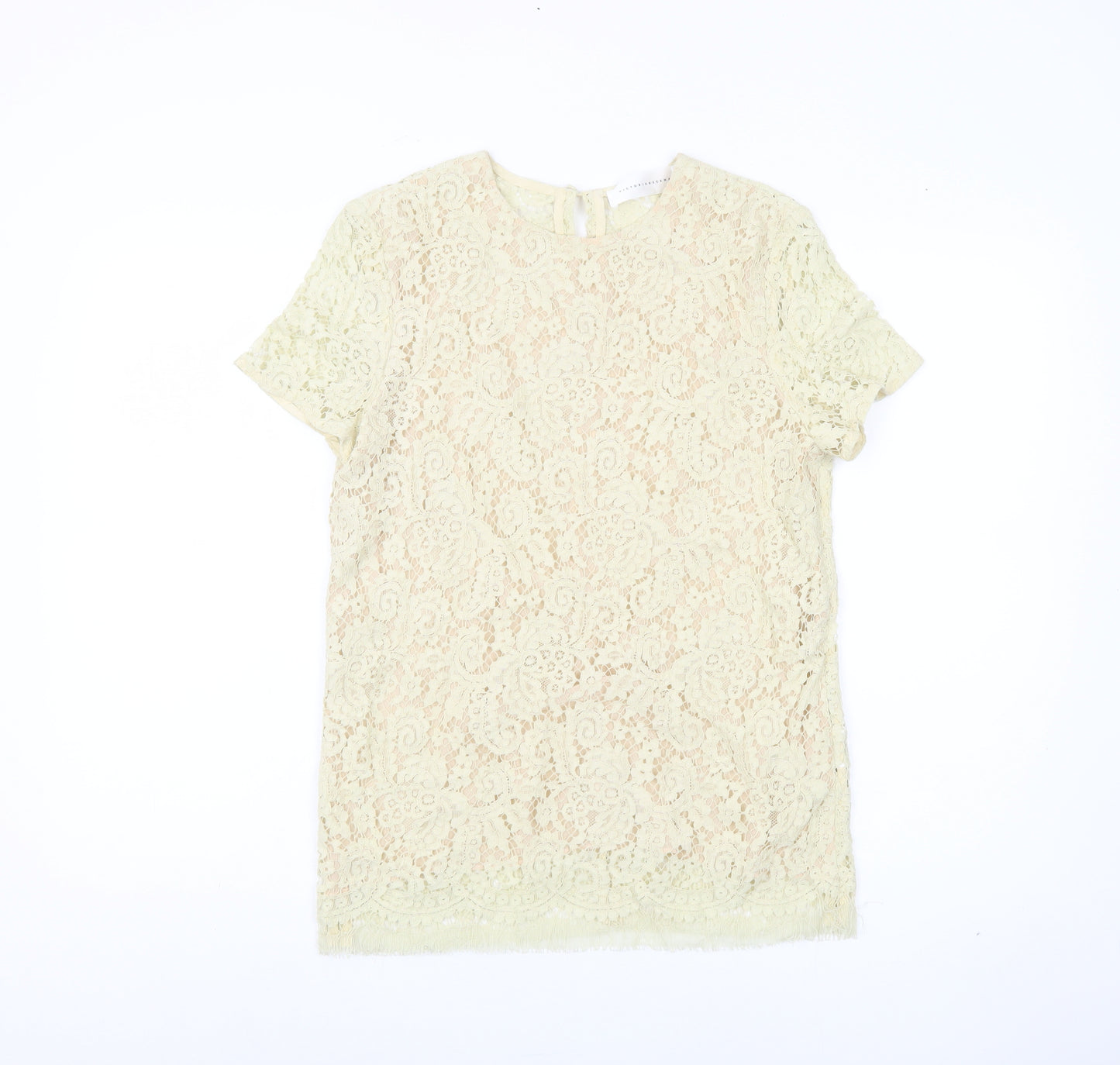 Victoria Beckham Beige Lace Blouse UK 10 Women's