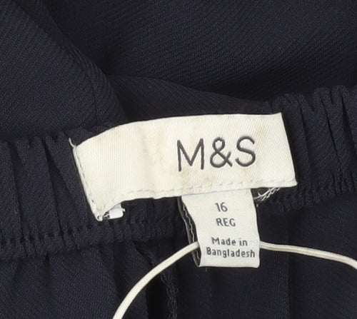 Marks and Spencer Women's Blue Wide-Leg Trousers Size 16