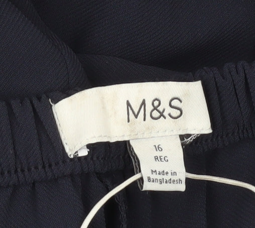 Marks and Spencer Women's Blue Wide-Leg Trousers Size 16