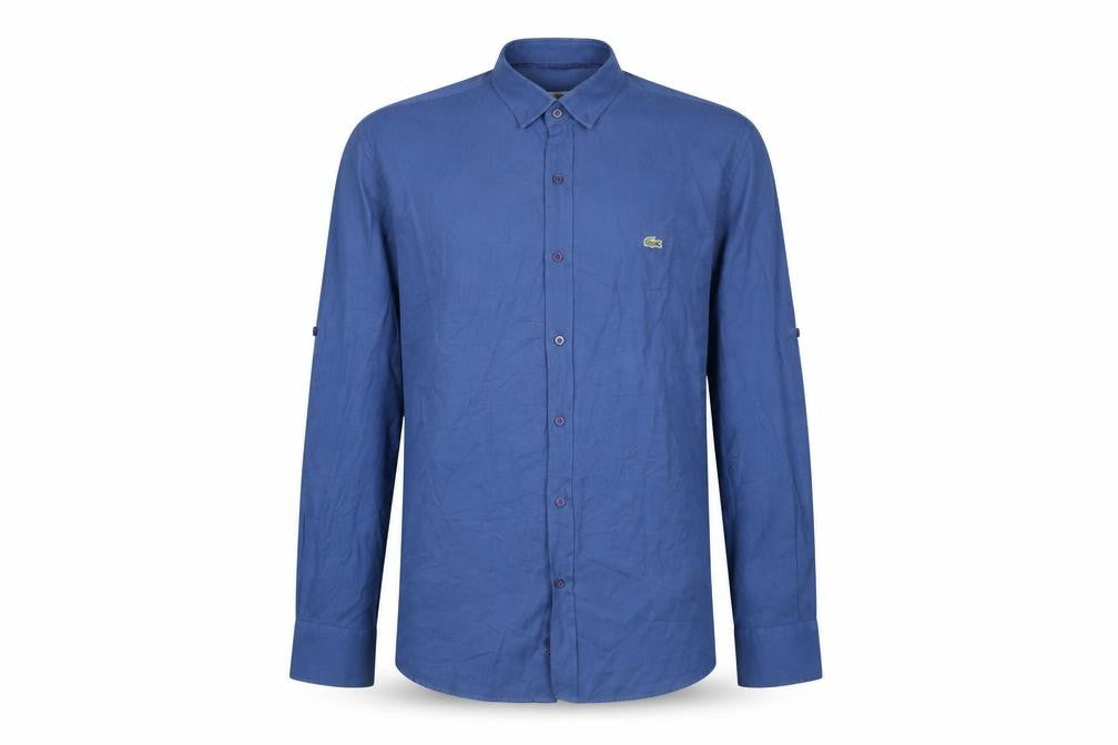 Front view of Lacoste Men's Blue Slim Fit Shirt, size 47, Long Sleeve