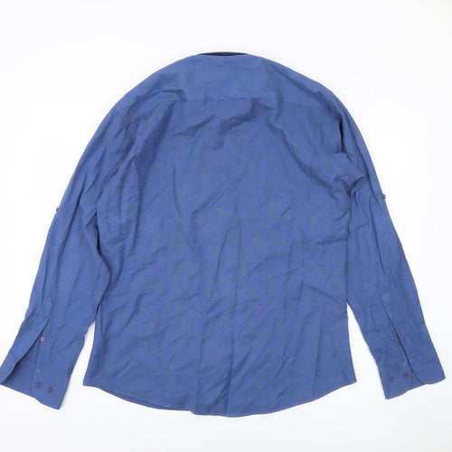 Lacoste Men's Blue Slim Fit Shirt, Size 47, Long Sleeve