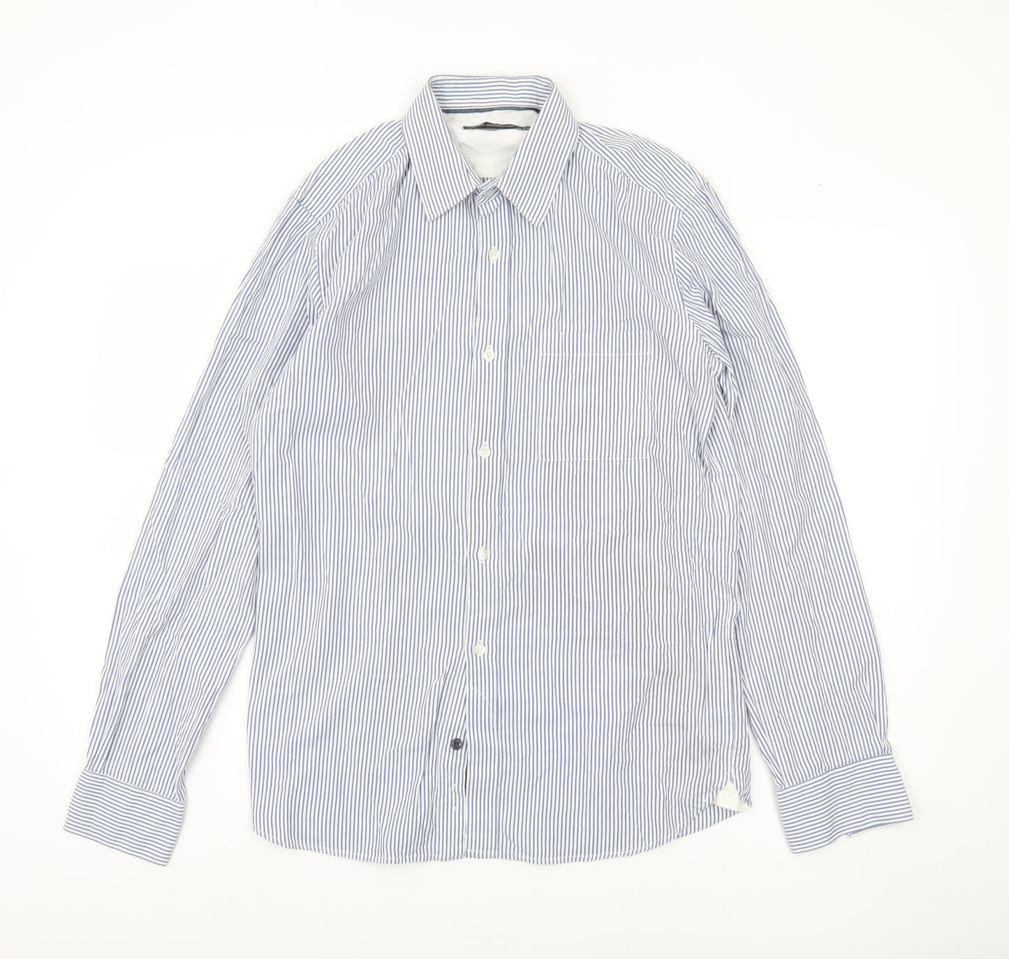 French Connection Men's Blue Striped Shirt - S