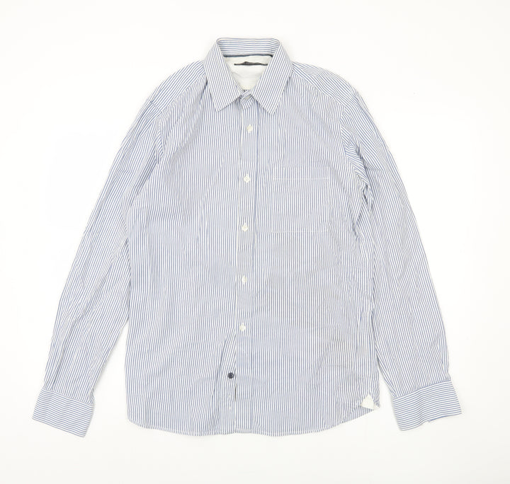 French Connection Men's Blue Striped Shirt - S