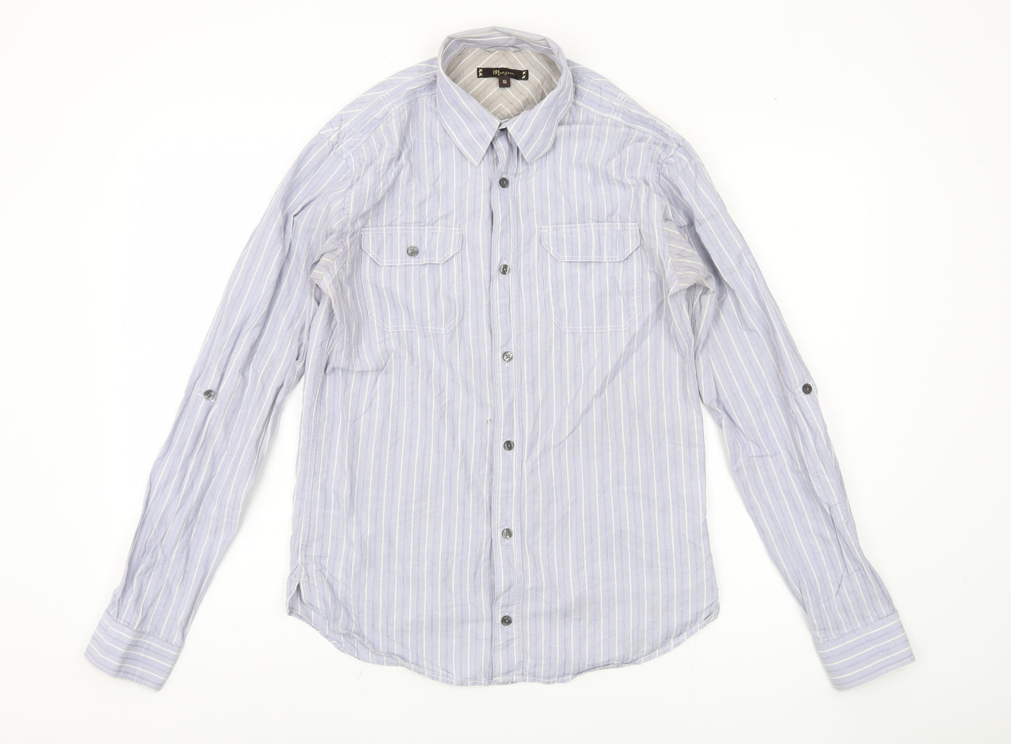 Monsoon Men's Blue Striped Long Sleeve Shirt - S