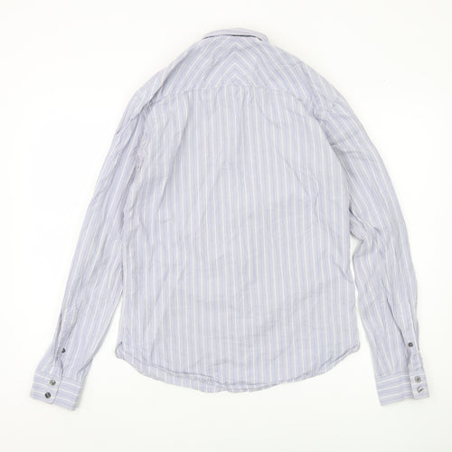Monsoon Men's Blue Striped Long Sleeve Shirt - S