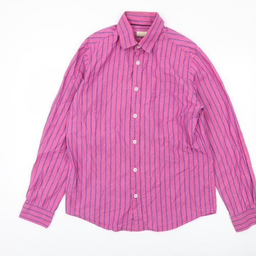 John Lewis Men's Pink Striped Shirt, Medium, Long Sleeve