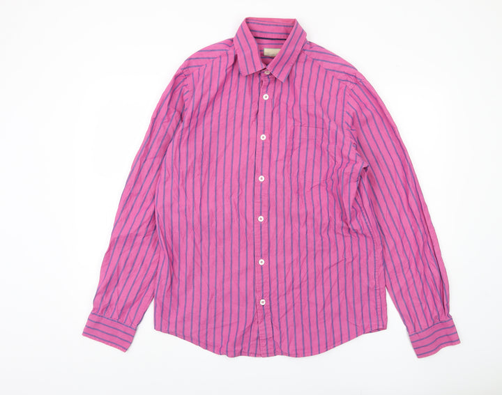 John Lewis Men's Pink Striped Shirt, Medium, Long Sleeve