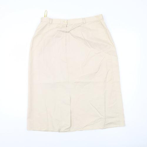 Canda Women's Beige Pencil Skirt, Size 18, Button Closure