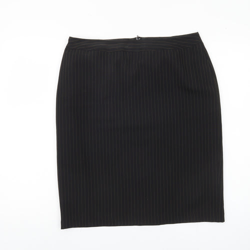 Sara Woman Black Pinstriped Pencil Skirt Size 16