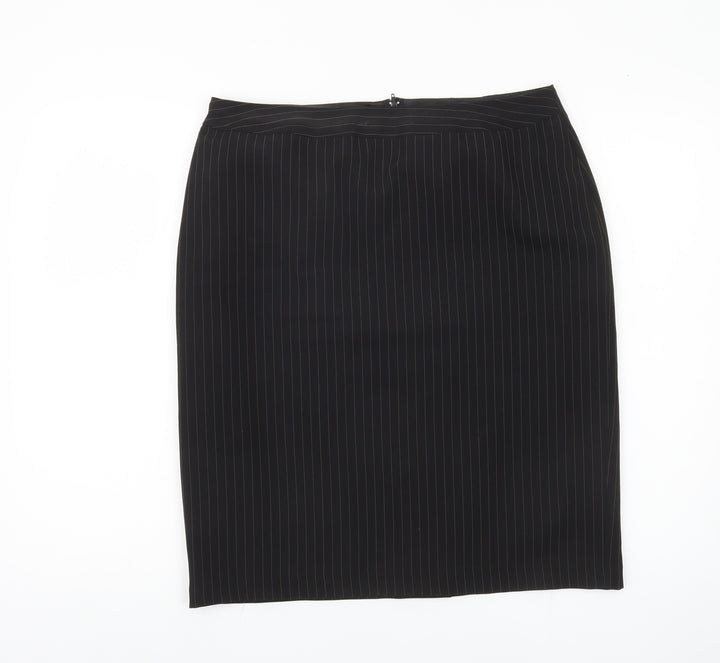 Sara Woman Black Pinstriped Pencil Skirt Size 16