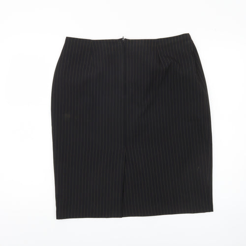 Sara Woman Black Pinstriped Pencil Skirt Size 16