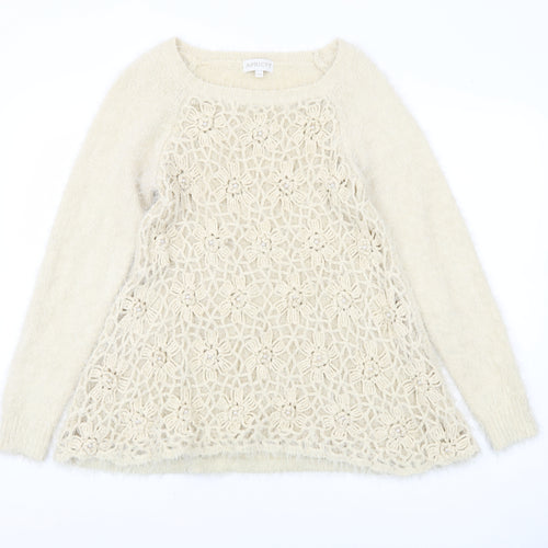 Apricot Women's Beige S Pullover Jumper with Crochet Detail