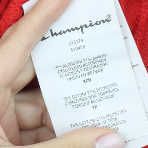 Champion Women's Red Hoodie XS, Logo Print