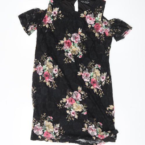 Select Women Black Floral Sheath Dress Size 14