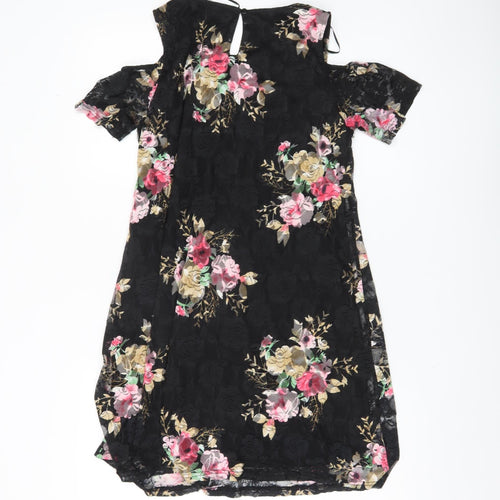 Select Women Black Floral Sheath Dress Size 14