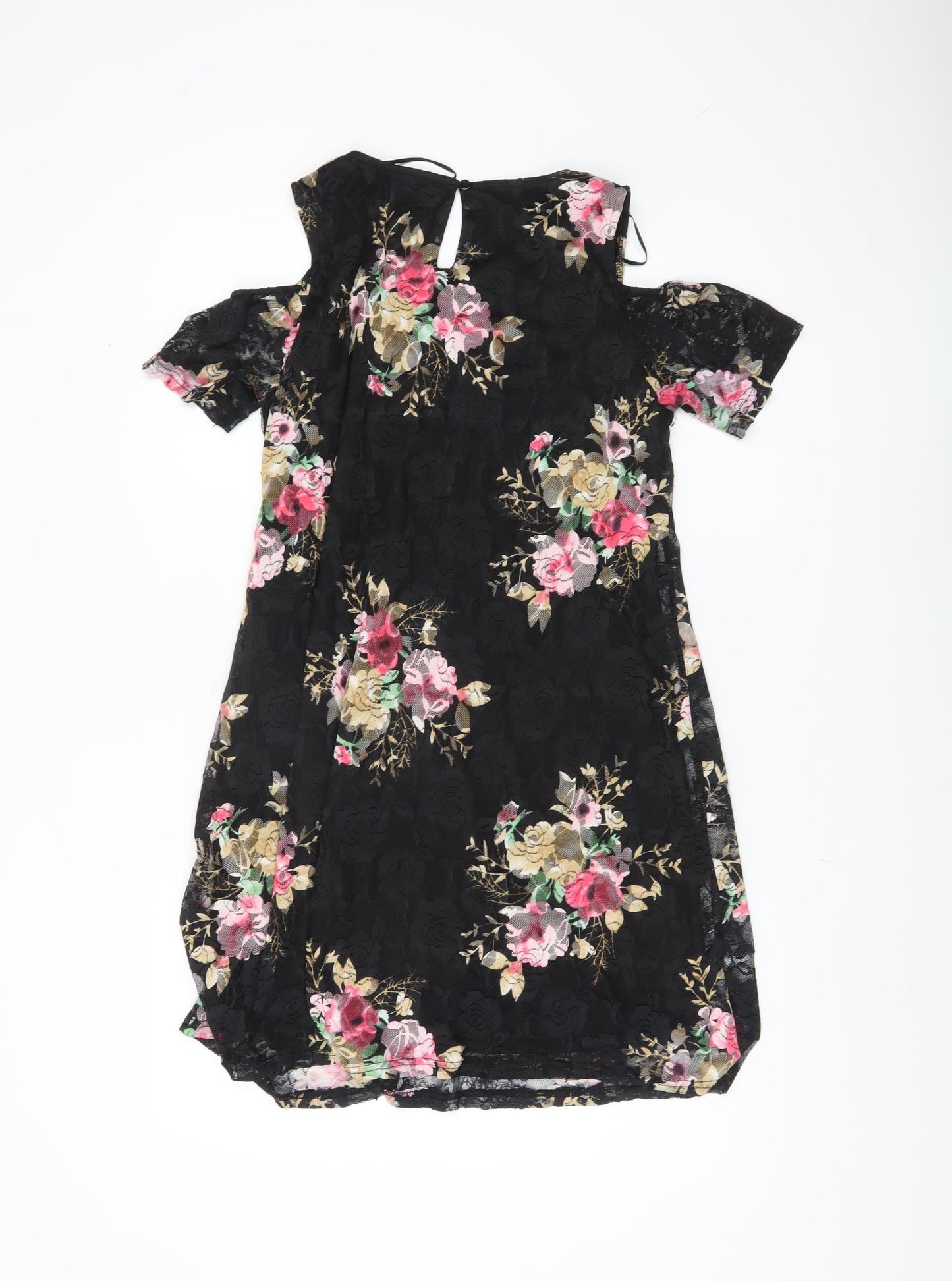 Select Women Black Floral Sheath Dress Size 14