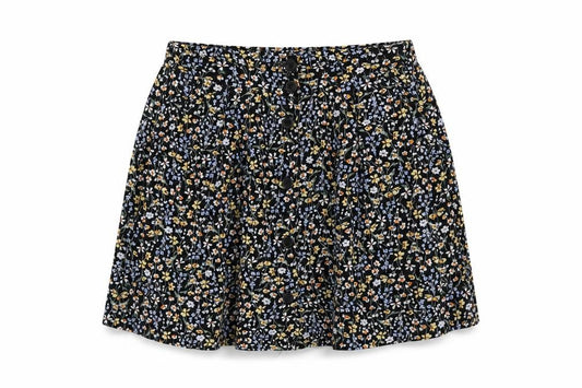 Front view of Urban Renewal Women's Black Floral Short Skirt S
