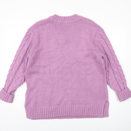 Marks and Spencer Women's Purple Cable-Knit Pullover L