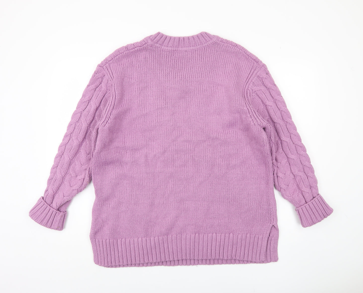 Marks and Spencer Women's Purple Cable-Knit Pullover L