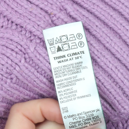 Marks and Spencer Women's Purple Cable-Knit Pullover L