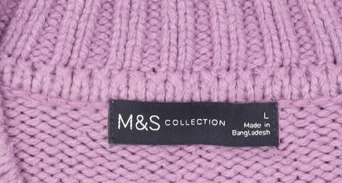 Marks and Spencer Women's Purple Cable-Knit Pullover L