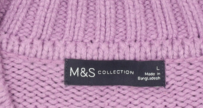 Marks and Spencer Women's Purple Cable-Knit Pullover L