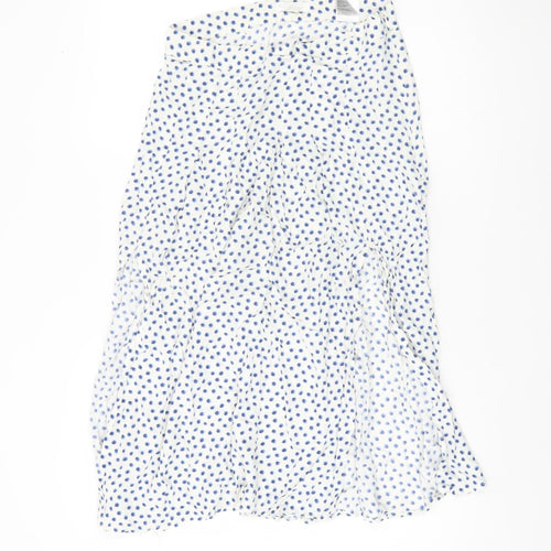 H&M Women’s White Polka Dot Midi Skirt Size 14