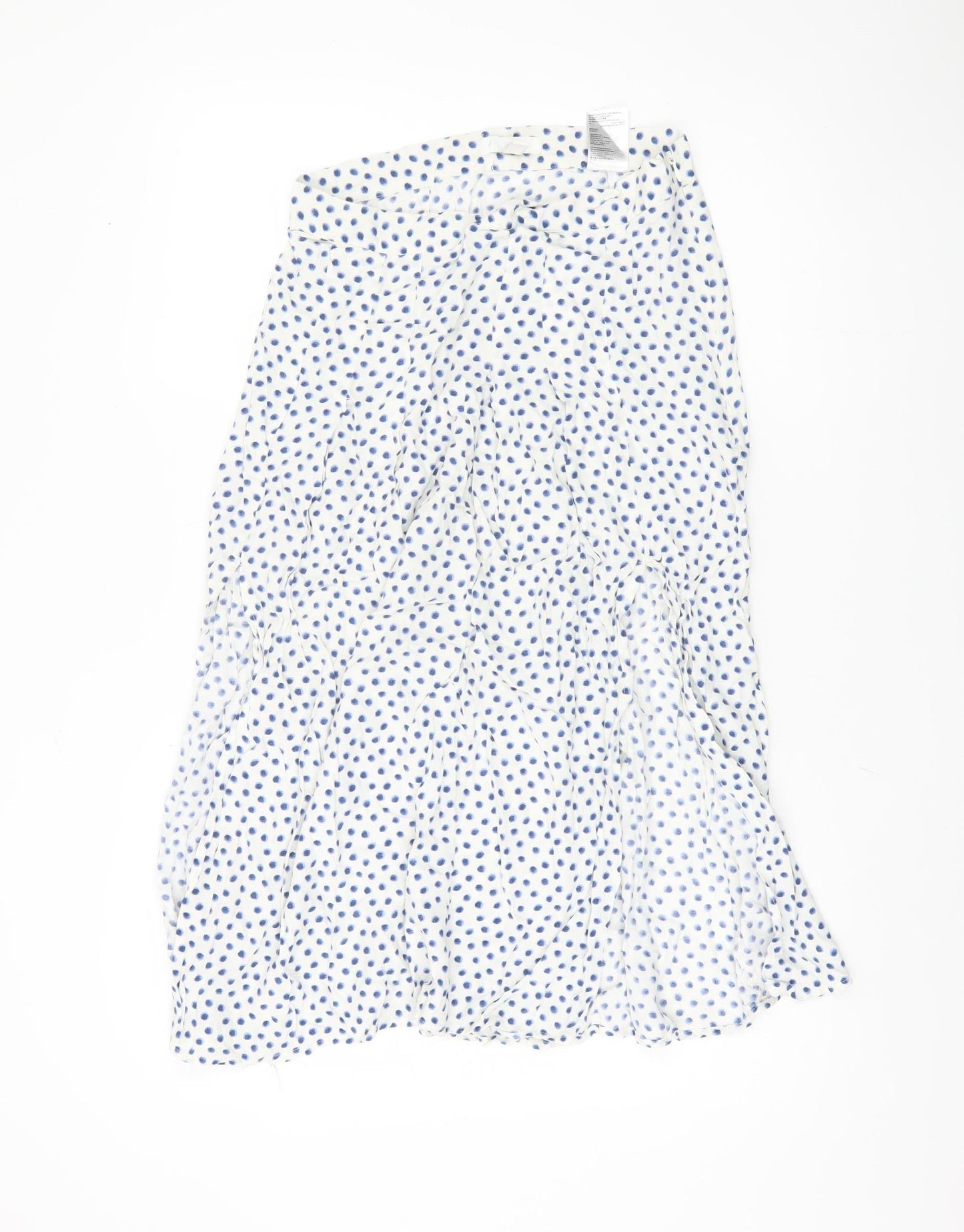 H&M Women’s White Polka Dot Midi Skirt Size 14