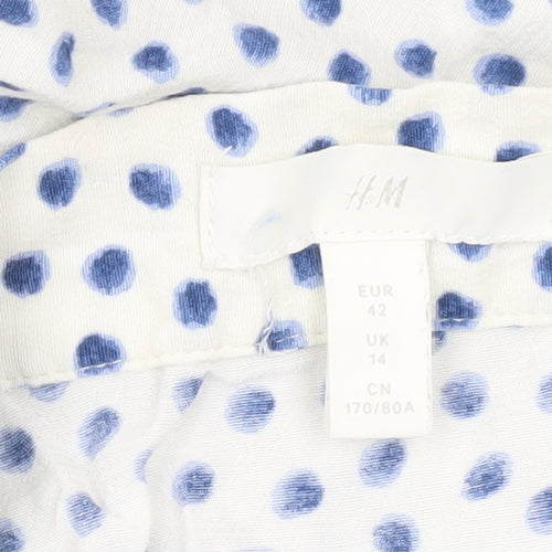 H&M Women’s White Polka Dot Midi Skirt Size 14