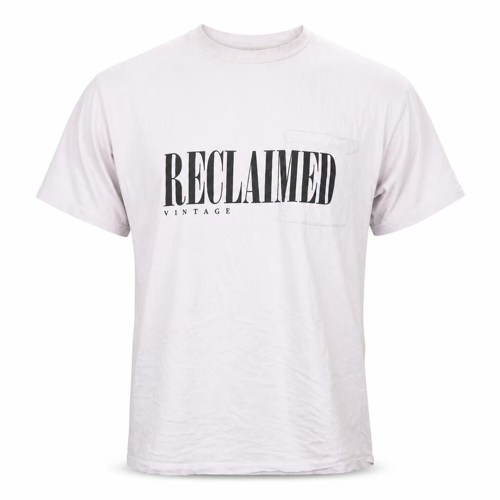Front view of Reclaimed Vintage Men's White L T-Shirt
