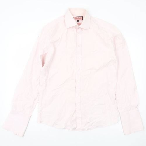 Thomas Pink Men's Slim Fit Pink Striped Dress Shirt