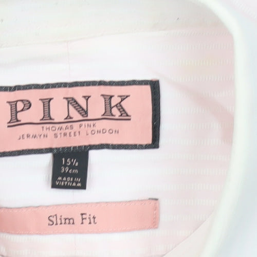 Thomas Pink Men's Slim Fit Pink Striped Dress Shirt