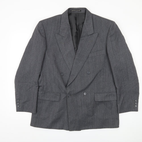 Harbarry of England Men's Grey Double-Breasted Blazer 40 Short