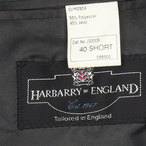 Harbarry of England Men's Grey Double-Breasted Blazer 40 Short