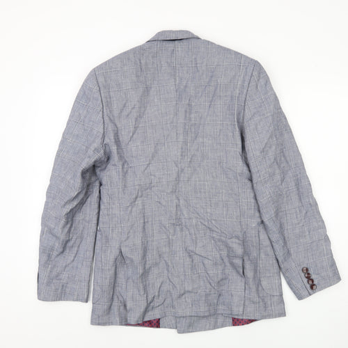 Duchamp Men's Grey Check Blazer, Size 38, Double-Breasted