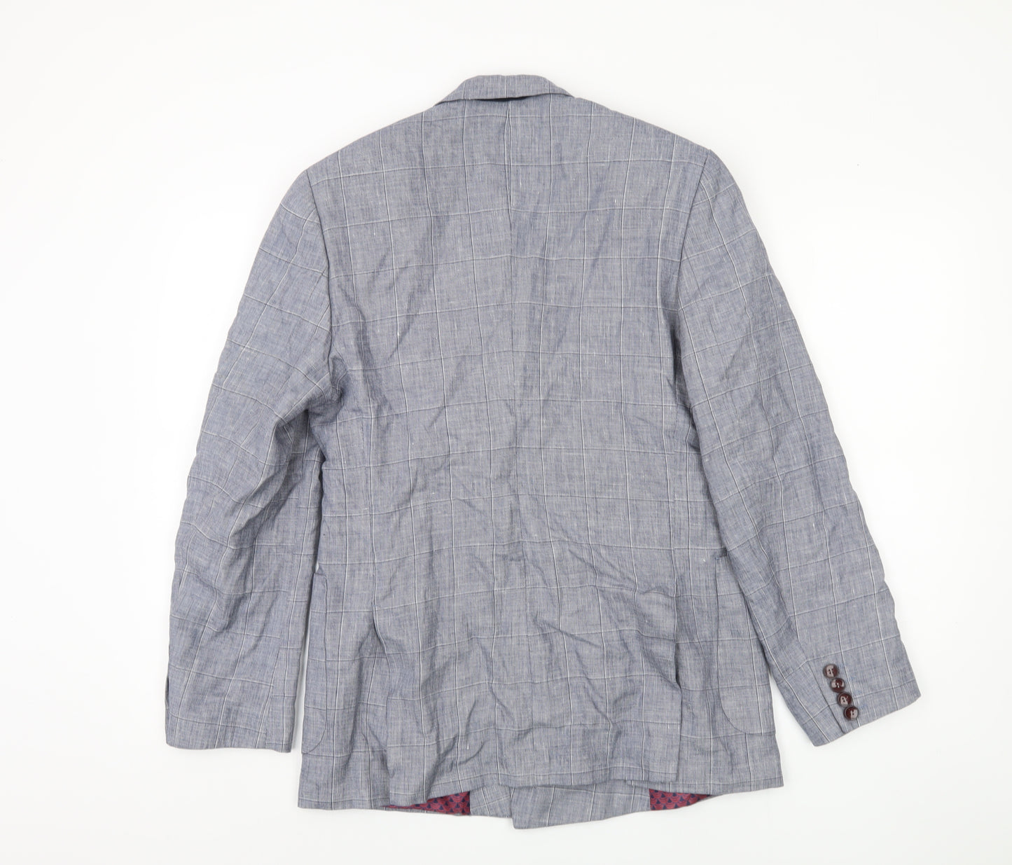 Duchamp Men's Grey Check Blazer, Size 38, Double-Breasted