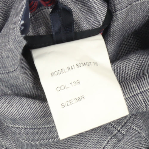 Duchamp Men's Grey Check Blazer, Size 38, Double-Breasted