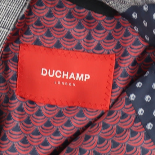 Duchamp Men's Grey Check Blazer, Size 38, Double-Breasted