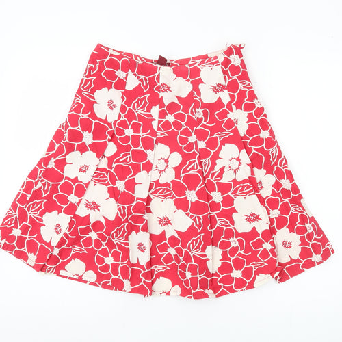 H&M Women's Red Floral A-Line Skirt Size 6
