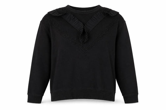 Front view of L.O.G.G Black Women's Sweatshirt, size 12, Casual Elegant
