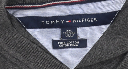Tommy Hilfiger Men's Grey Pullover Jumper 2XL V-Neck