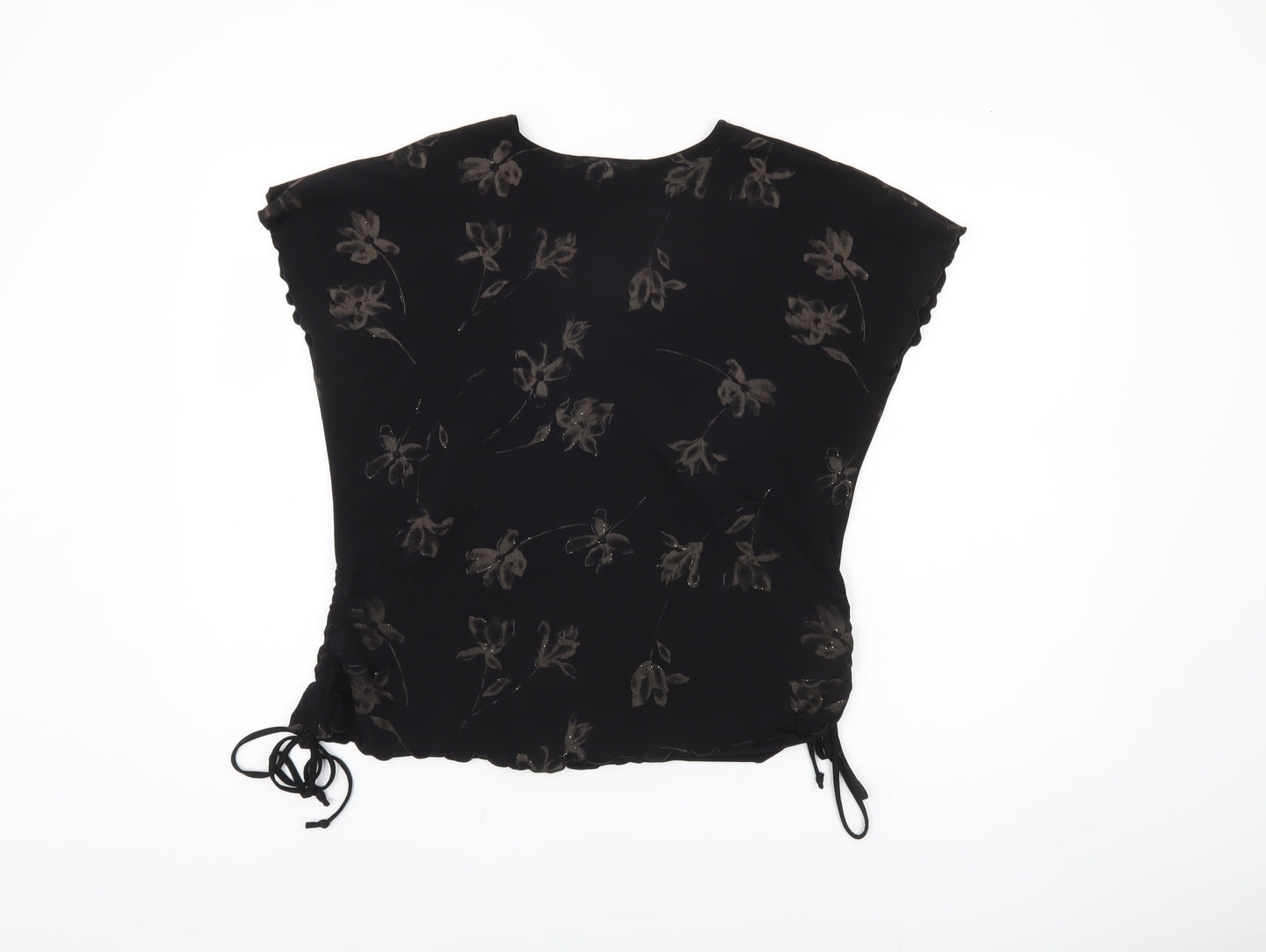 Saloos Collection Women's Black XL V-Neck Floral Top