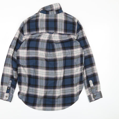 American Eagle Women's Blue Plaid Button-Up Shirt M