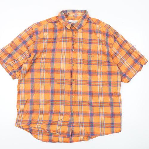 St Bernard Men's Orange Plaid Shirt XL Casual
