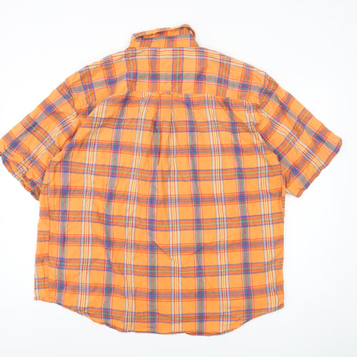 St Bernard Men's Orange Plaid Shirt XL Casual
