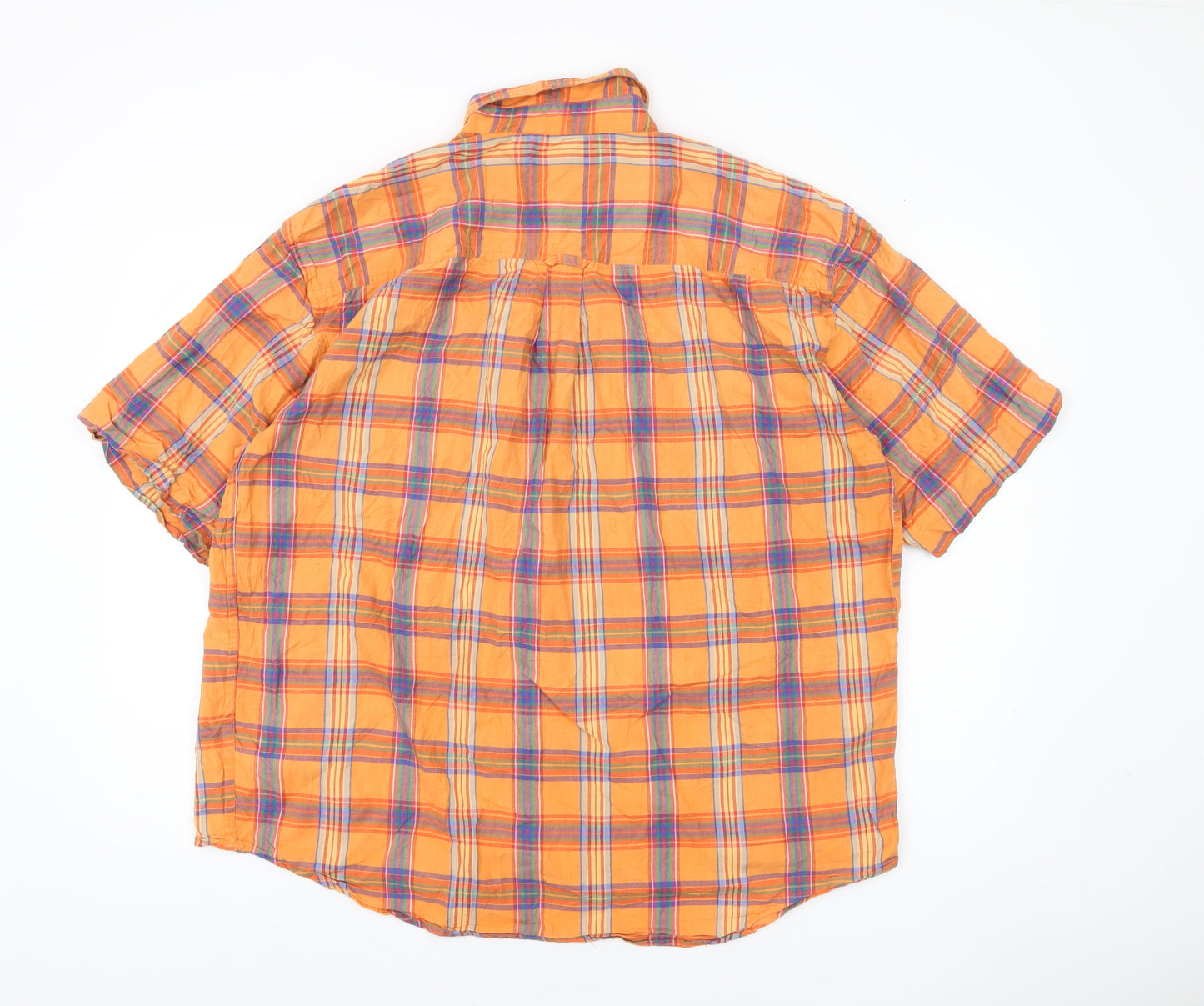 St Bernard Men's Orange Plaid Shirt XL Casual