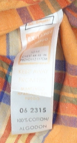 St Bernard Men's Orange Plaid Shirt XL Casual