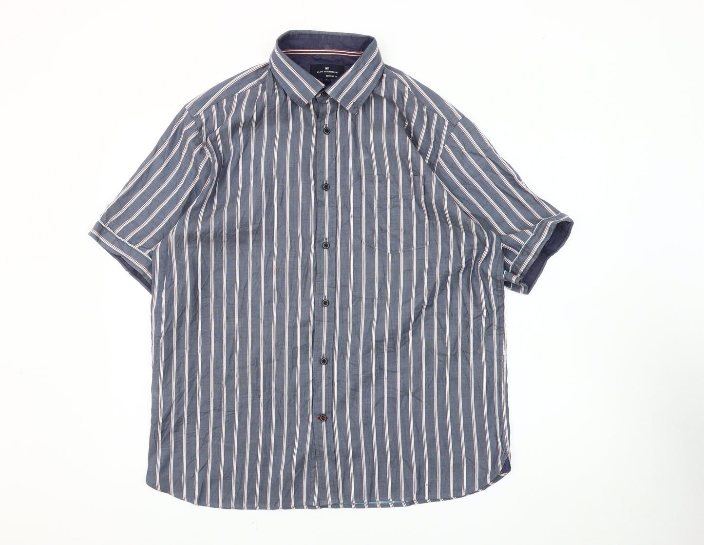 Blue Harbour Men's Large Blue Striped Shirt